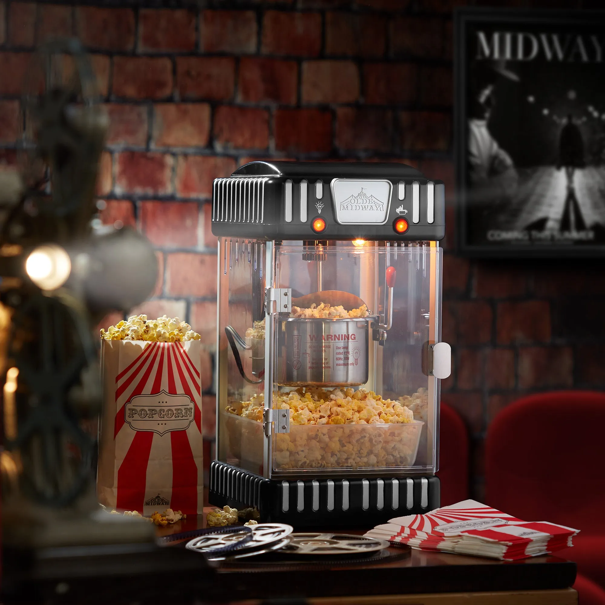 2.5 oz. Retro-Style Popcorn Machine, Black