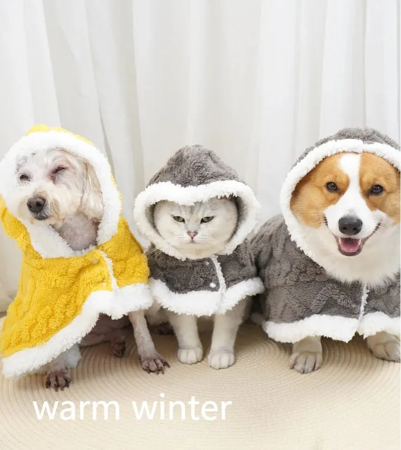 Anniepaw Winter Warm Pet Cloak Dog Blanket Thick Plush Dog Jacket Clothes Cat Clothing Pet Clothing Teddy Corgi Coat