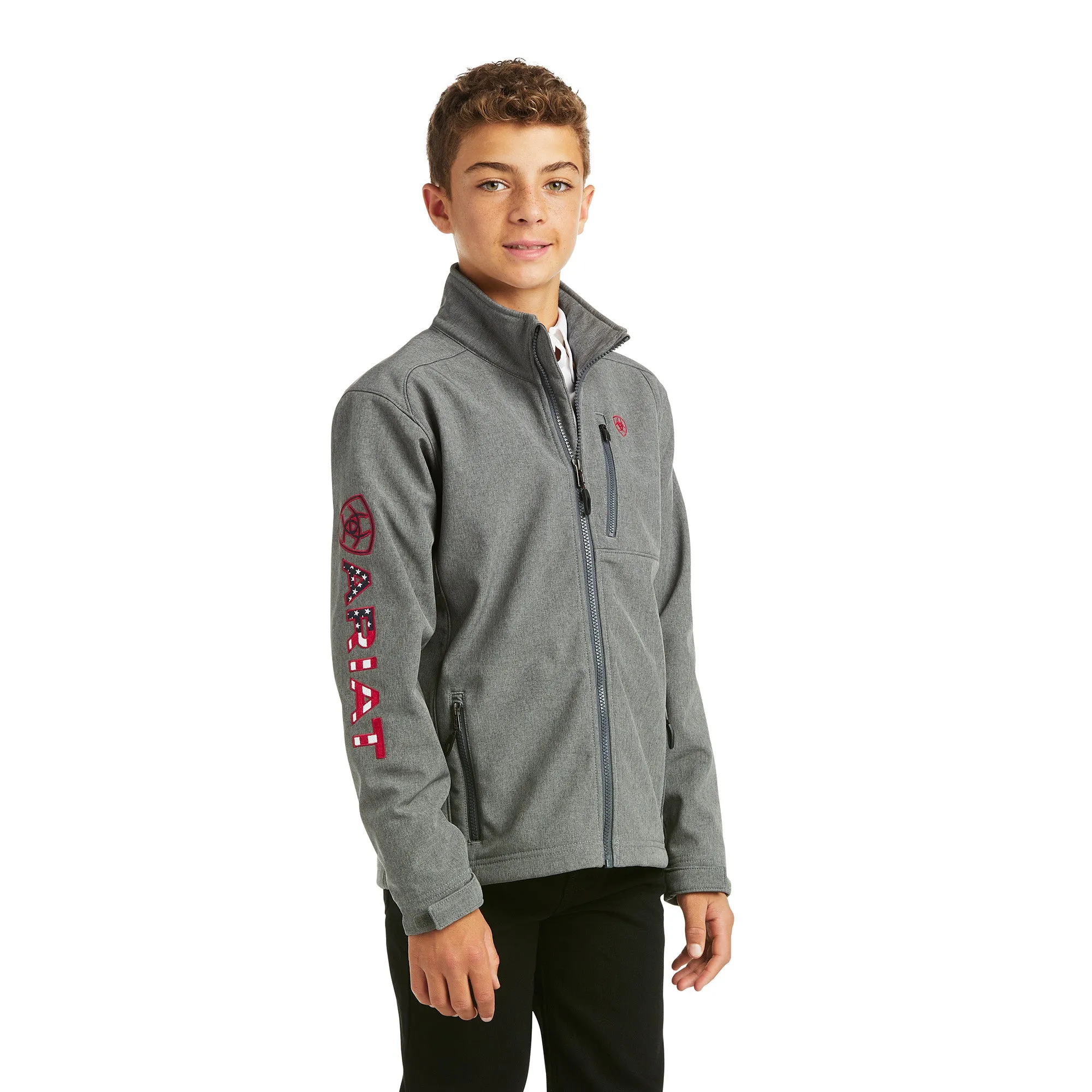 Ariat Children's Logo 2.0 Americana & Charcoal Softshell Jacket 10037366