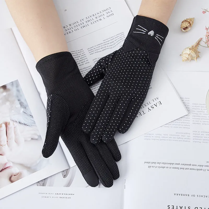 Cat Themed Cozy Gloves - Black