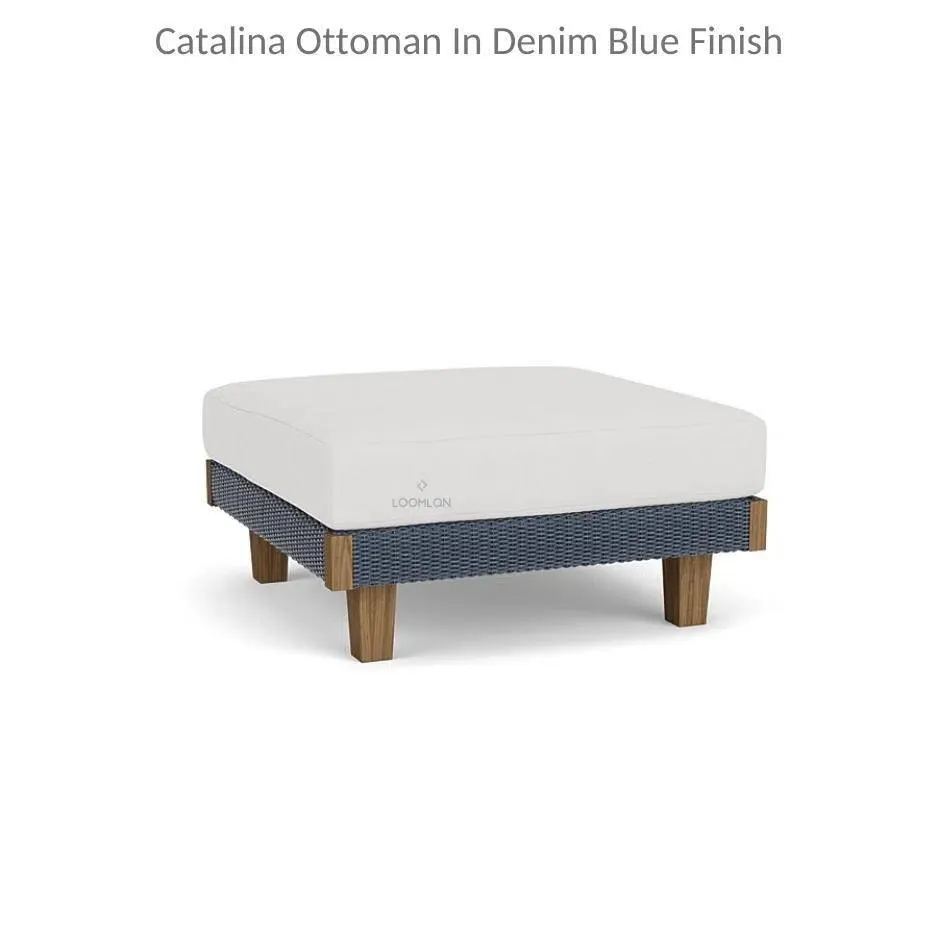 Catalina Ottoman All Weather Wicker and Teak Wood Made in USA