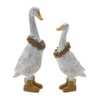 Christmas Goose with Boots Figurine