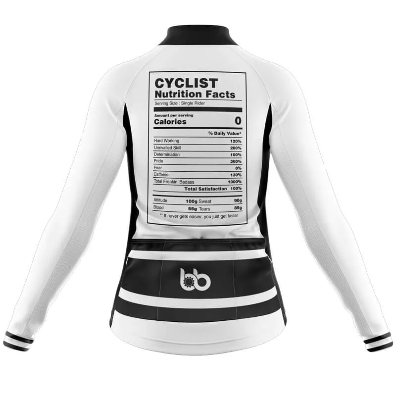 Cycling Nutrition Fact Long Sleeve Club Jersey (White)