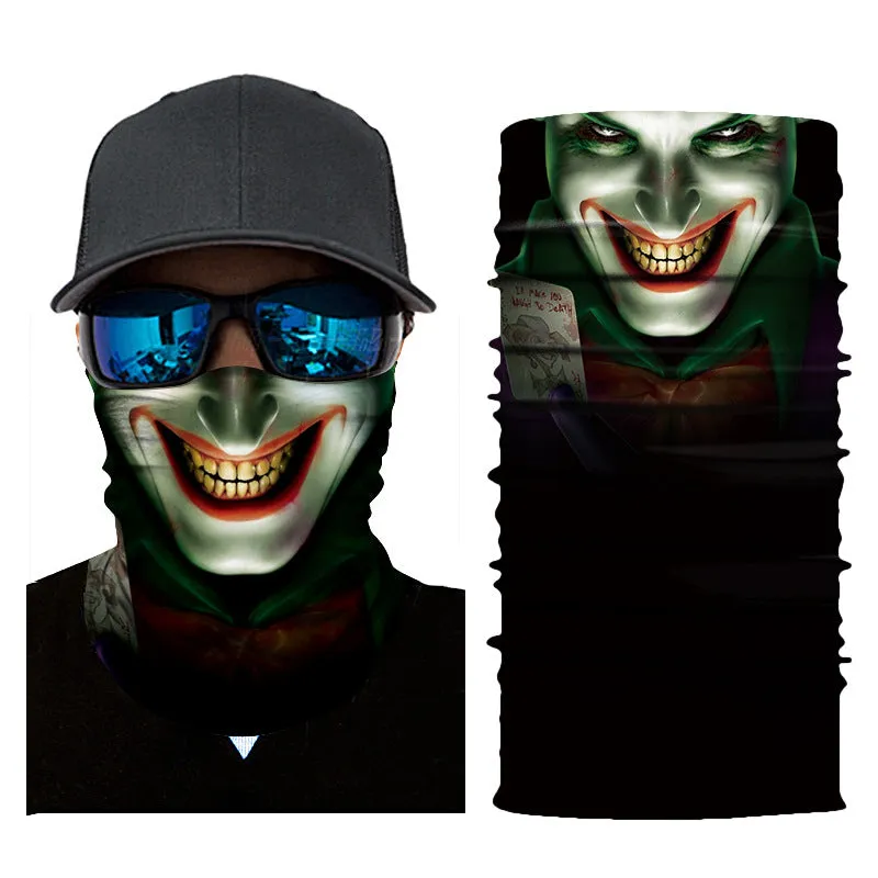 Digital Printing Magic Variety Multifunctional Skull Horror Clown Outdoor Sports Scarf