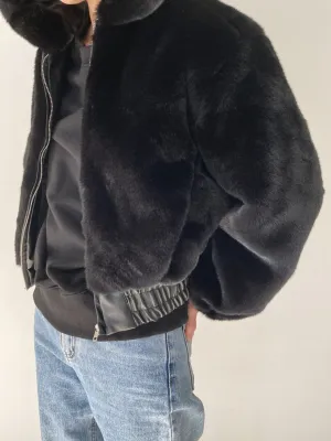 FAUX FUR JACKET WITH HOOD