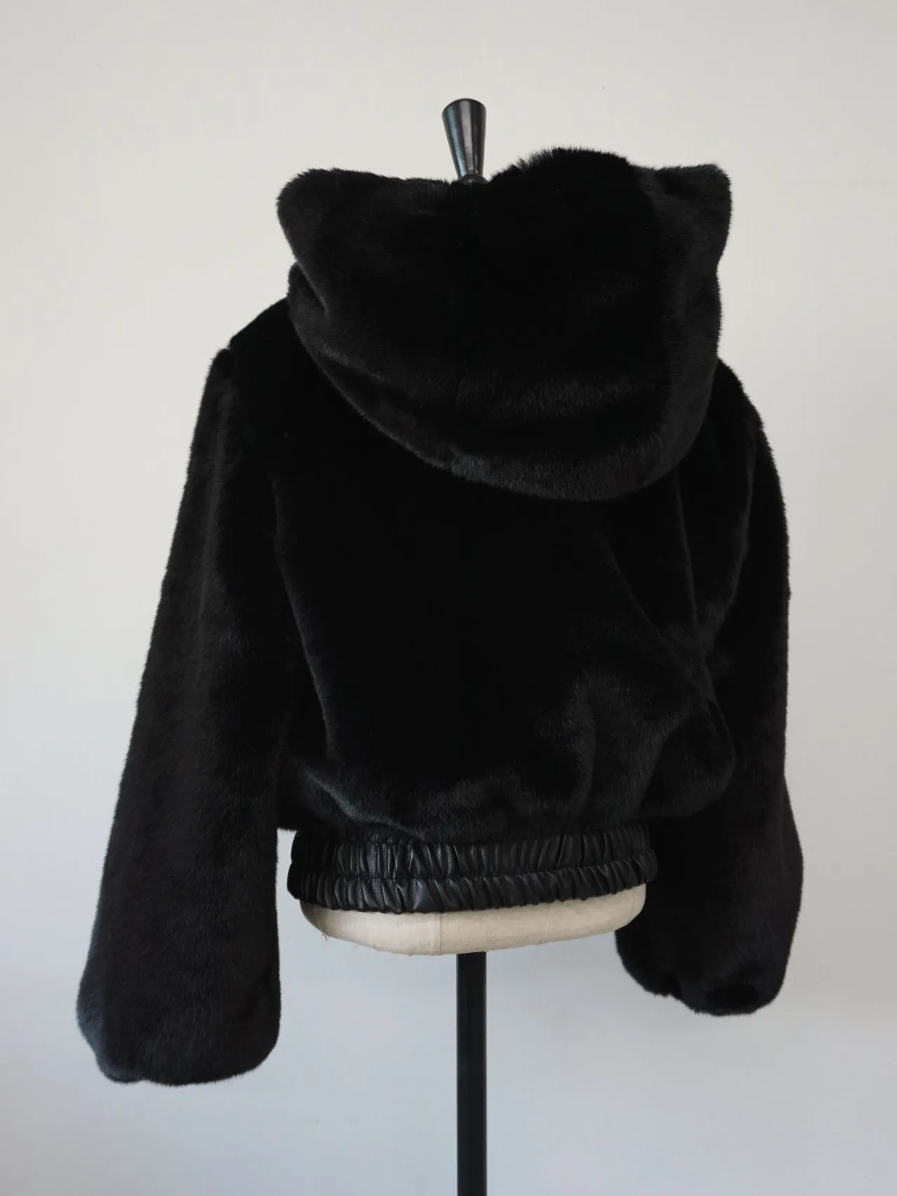 FAUX FUR JACKET WITH HOOD