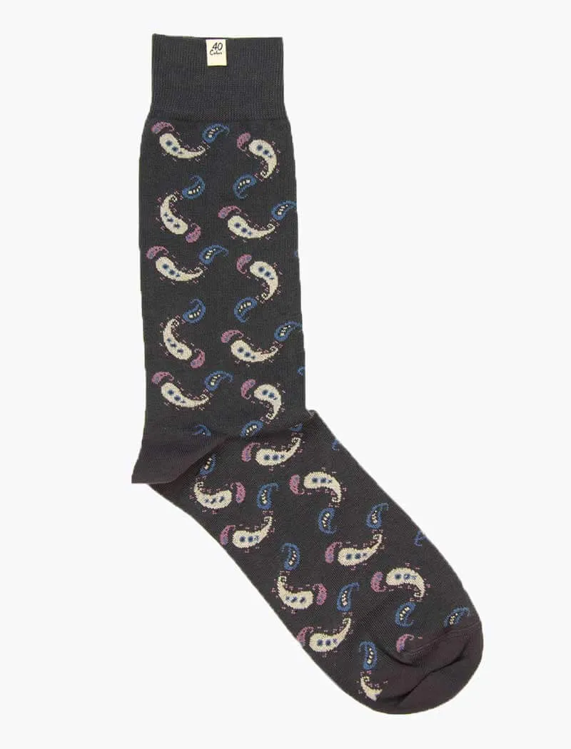 Grey Paisley Organic Cotton Socks