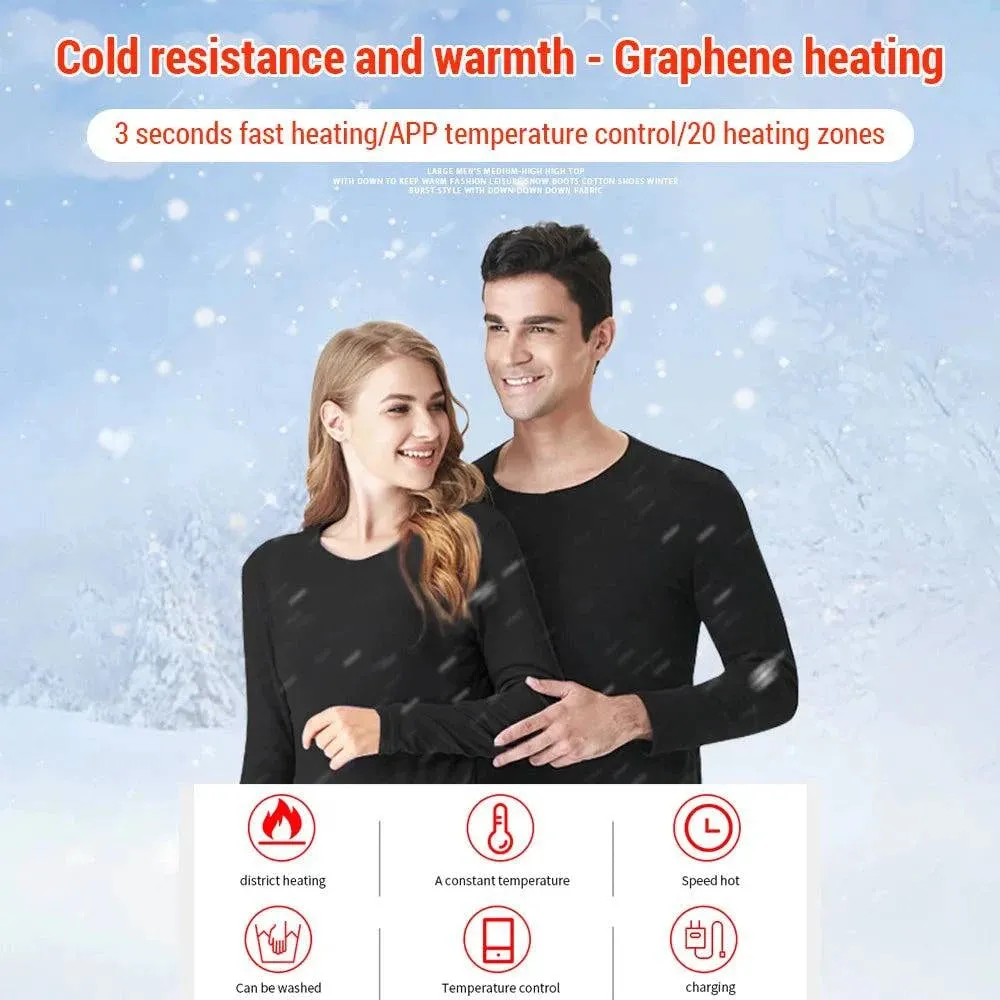 Heating Body Suit for Winter Graphene Thermal Thickened Underwear with USB  APP Control Intelligent Heating System