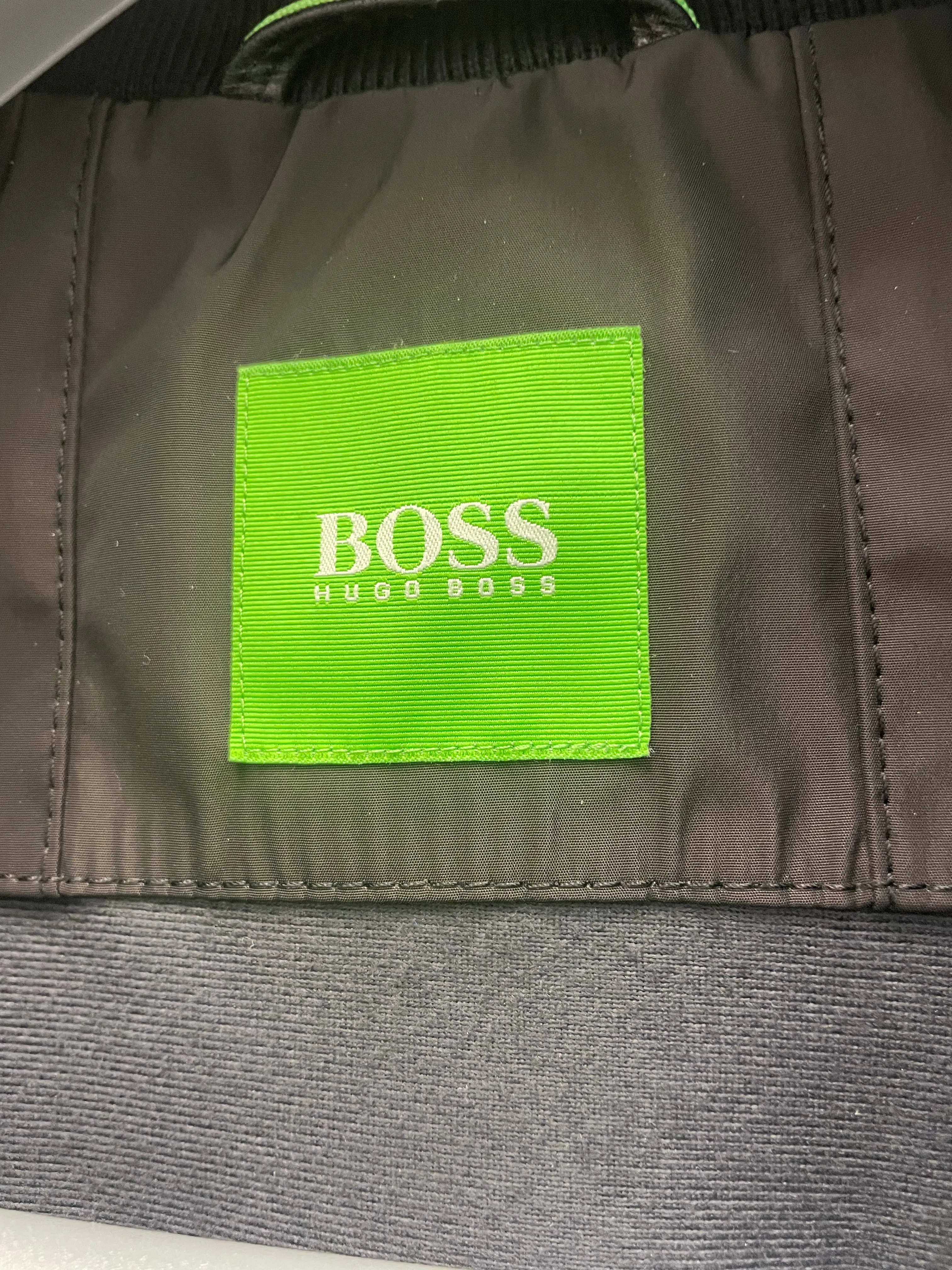 Hugo Boss Mens Black Wool Leather Jacket Large