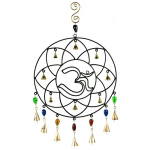 Iron Om Wind Chime w/ Glass Beads 21 x 12.5