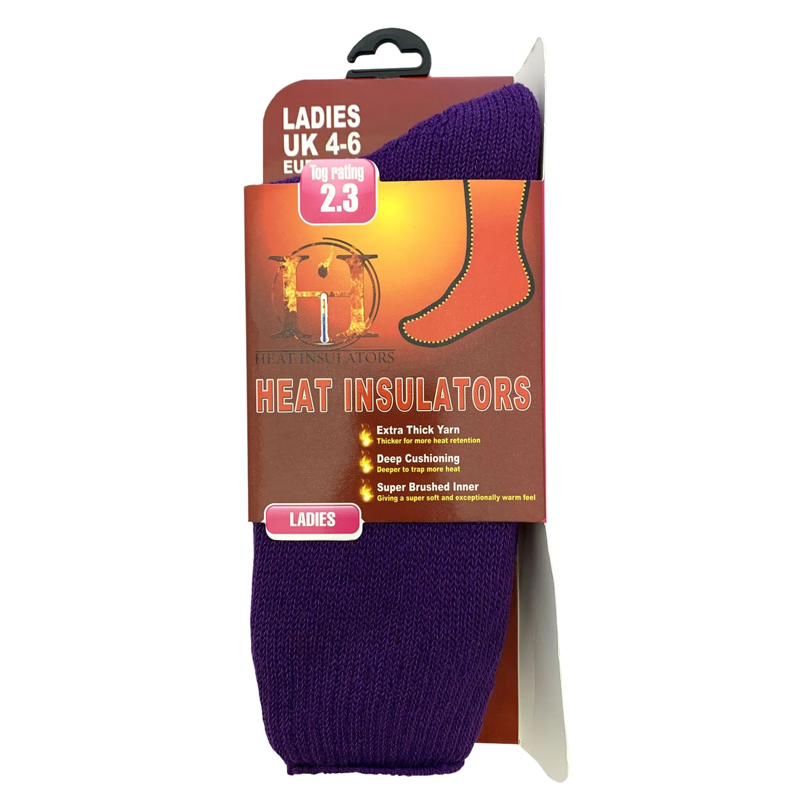 Ladies Size 4-6 Heat Insulator 2.3 Tog Rating Warm Thermal Socks Various Colours