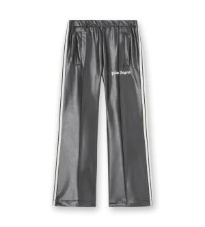 Leather Effect Track Flare Pants Black