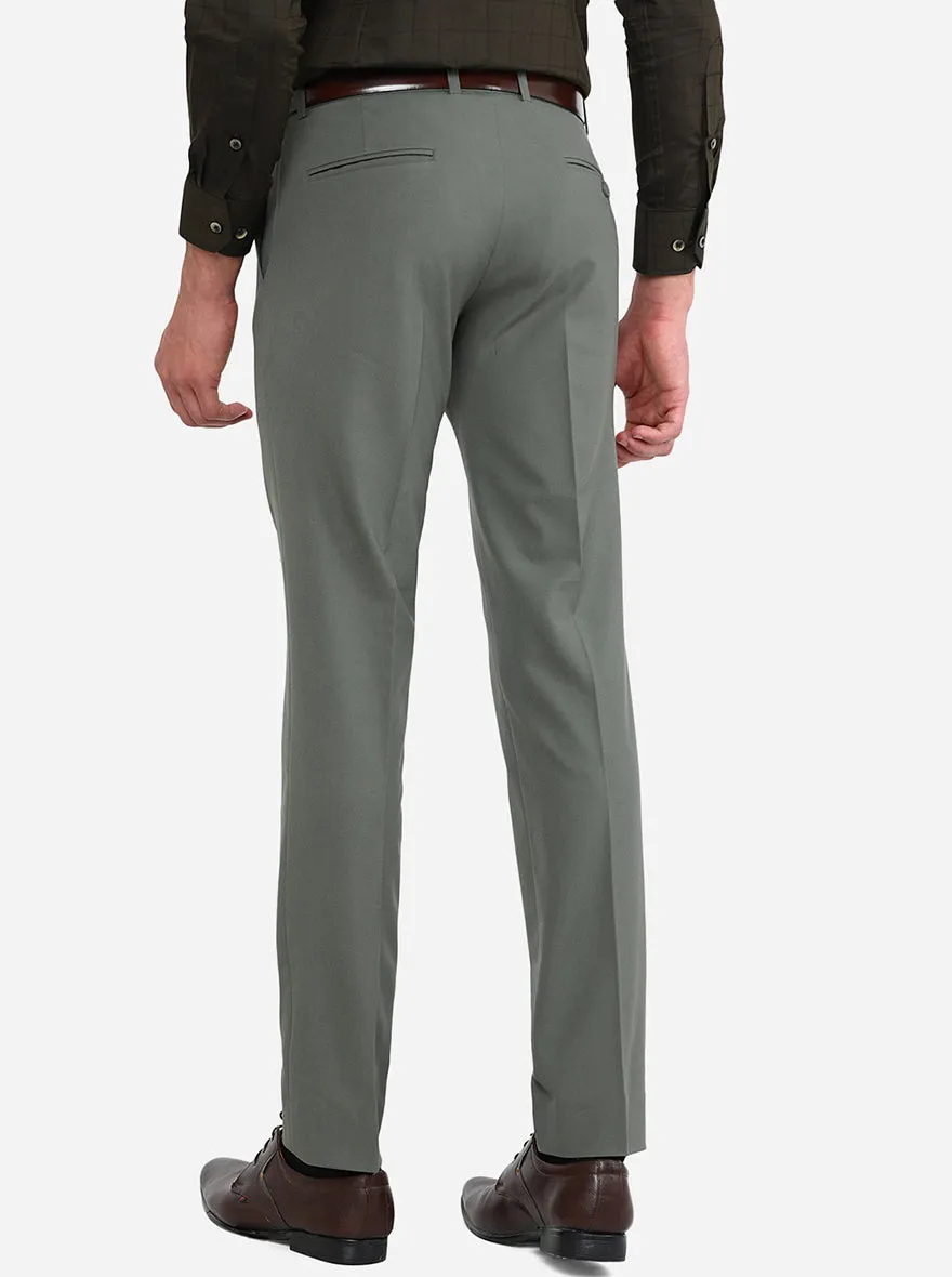 Light Green Solid Super Slim Fit Formal Trouser | JB Studio