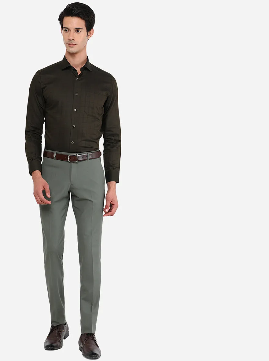 Light Green Solid Super Slim Fit Formal Trouser | JB Studio