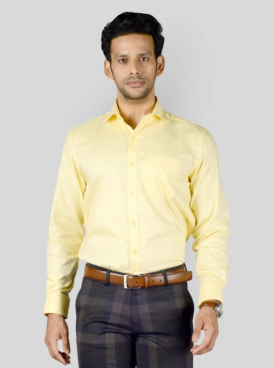 Light Yellow Dobby Regular Fit Formal Shirt | JadeBlue