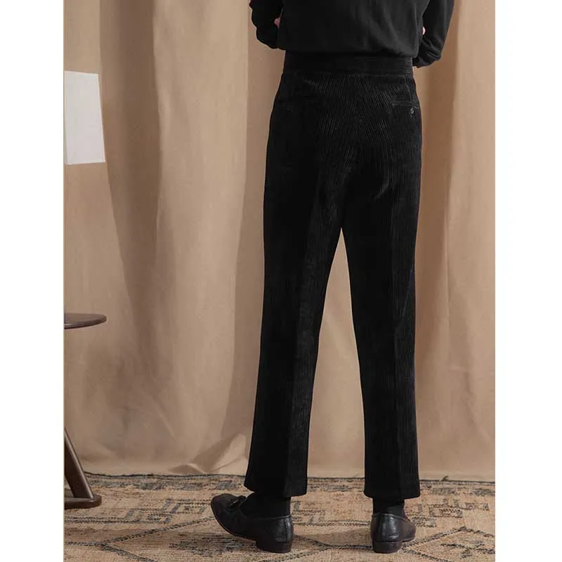 Men's Chenille Warm Casual High Waist Straight Trousers