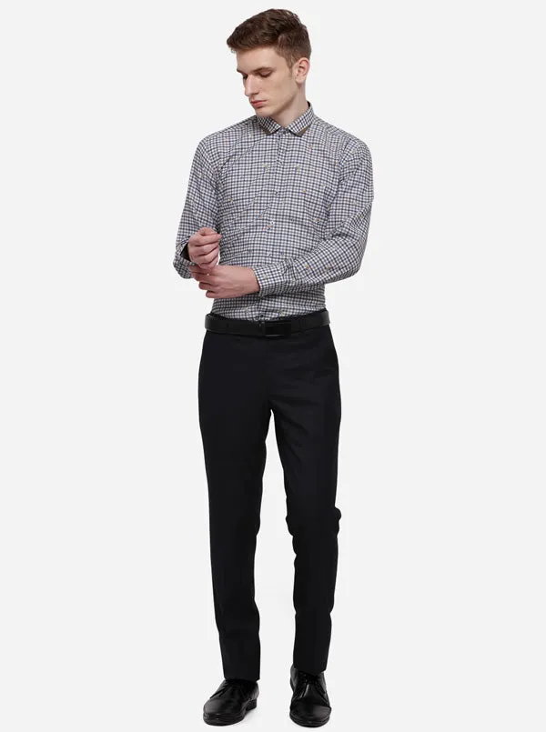 Navy Blue Solid Slim Fit Formal Trouser | Greenfibre