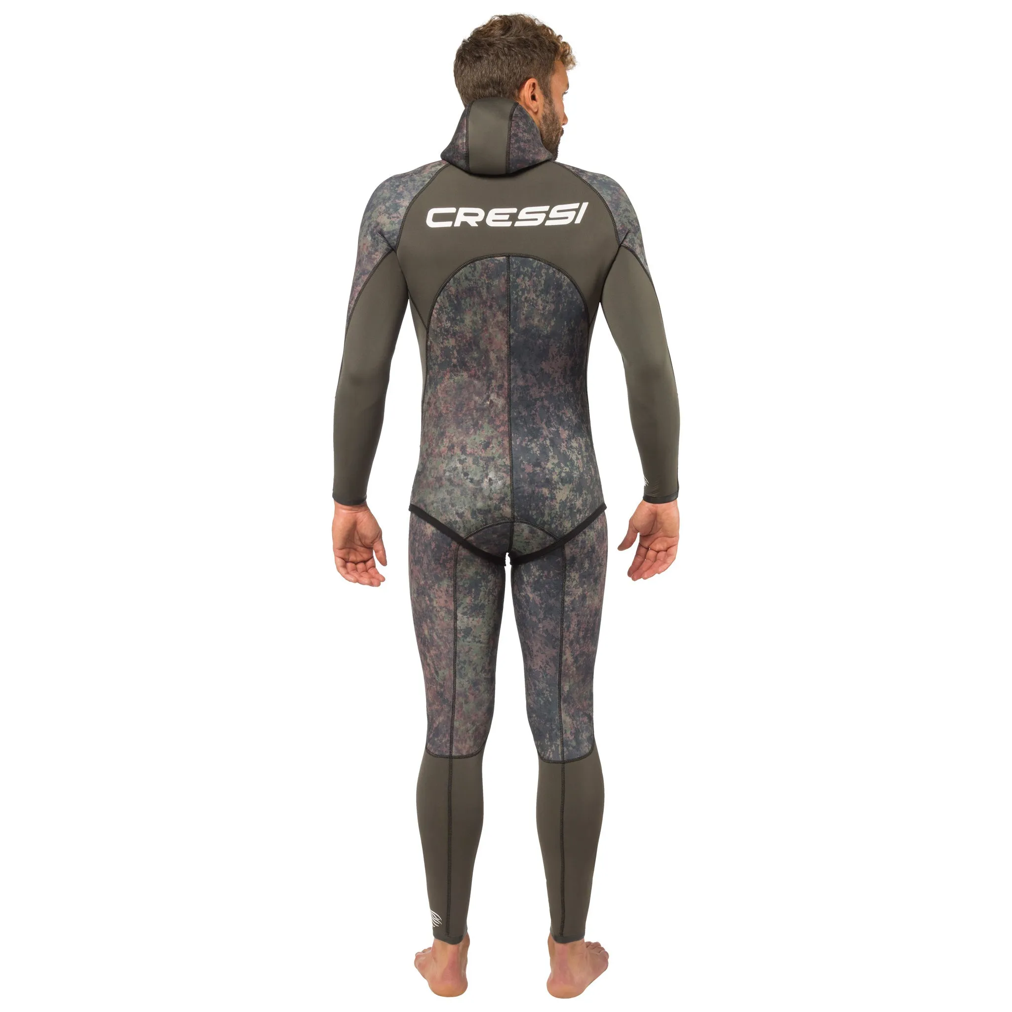 Open Box Cressi 7mm Mens Seppia 2-piece Freediving Wetsuit - Camo Grey - 2XLarge/6