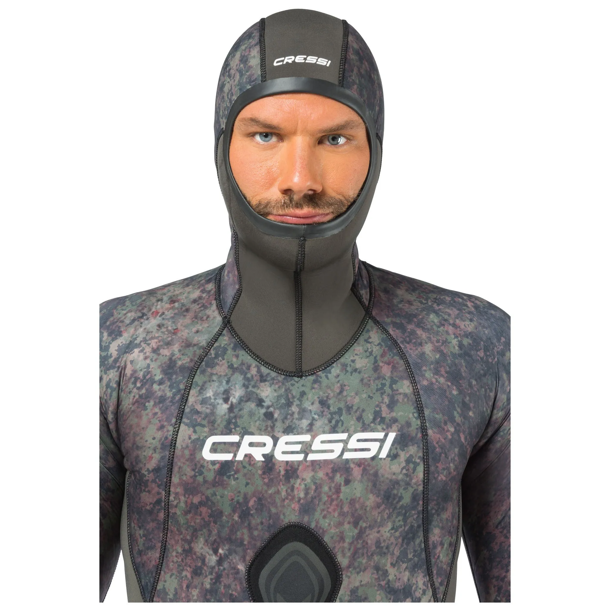 Open Box Cressi 7mm Mens Seppia 2-piece Freediving Wetsuit - Camo Grey - 2XLarge/6