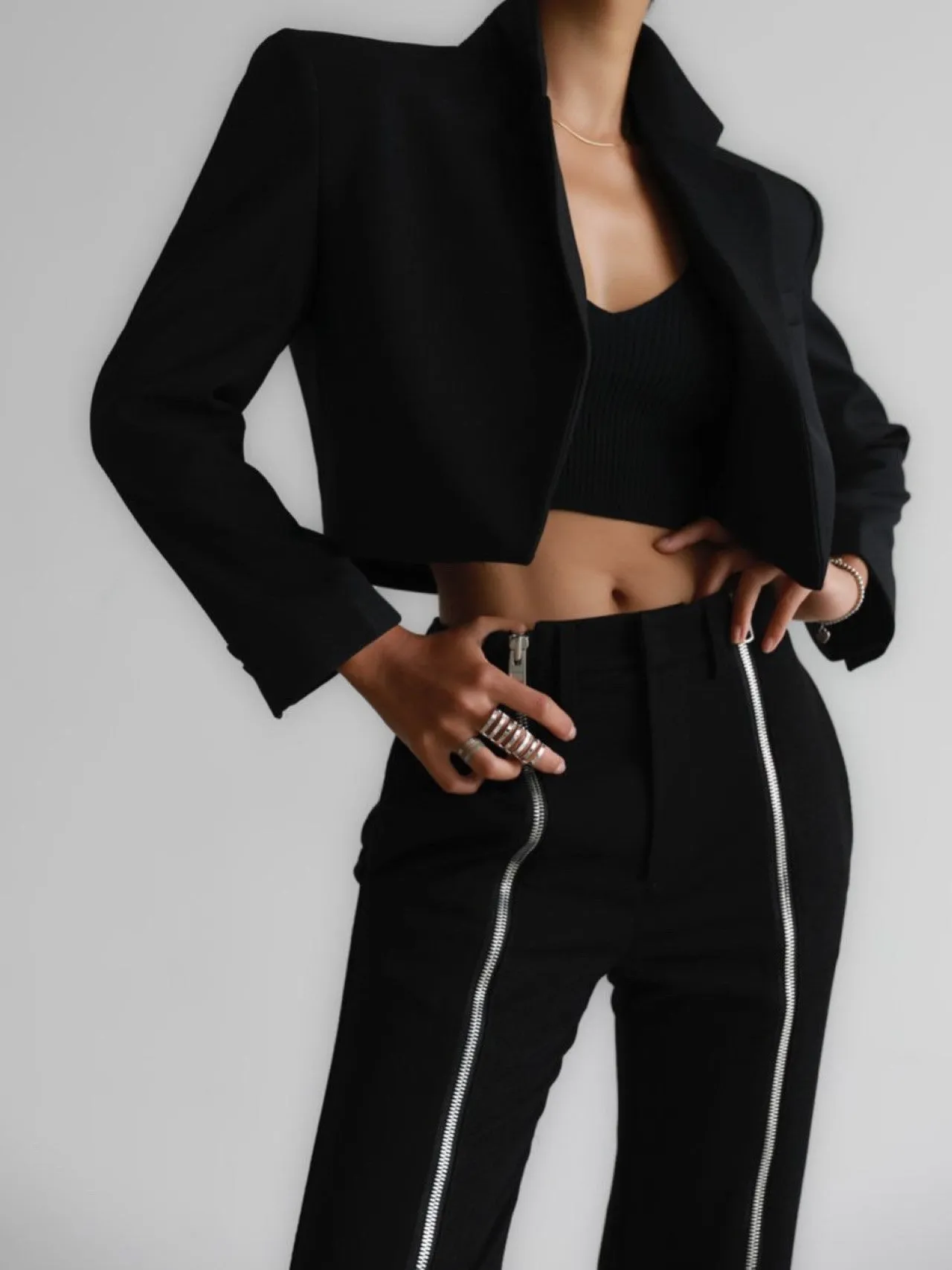 OPEN FRONT CROPPED BLAZER