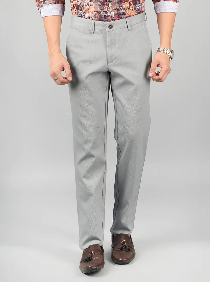 Pewter Grey Solid Slim Fit Casual Trouser | JadeBlue