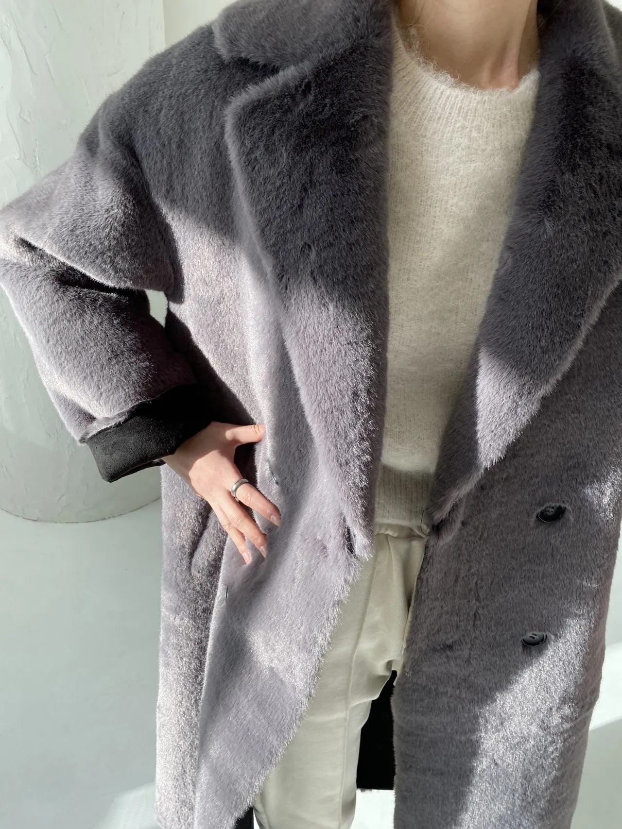 REVERSIBLE FAUX FUR COAT