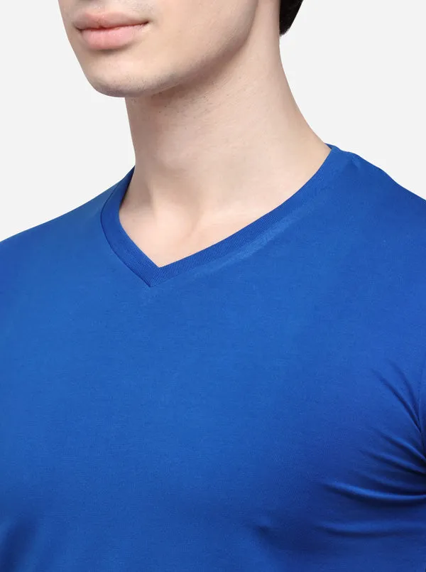 Royal Blue Slim Fit Solid T-Shirt | JadeBlue