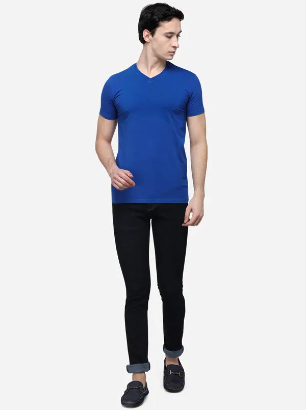 Royal Blue Slim Fit Solid T-Shirt | JadeBlue