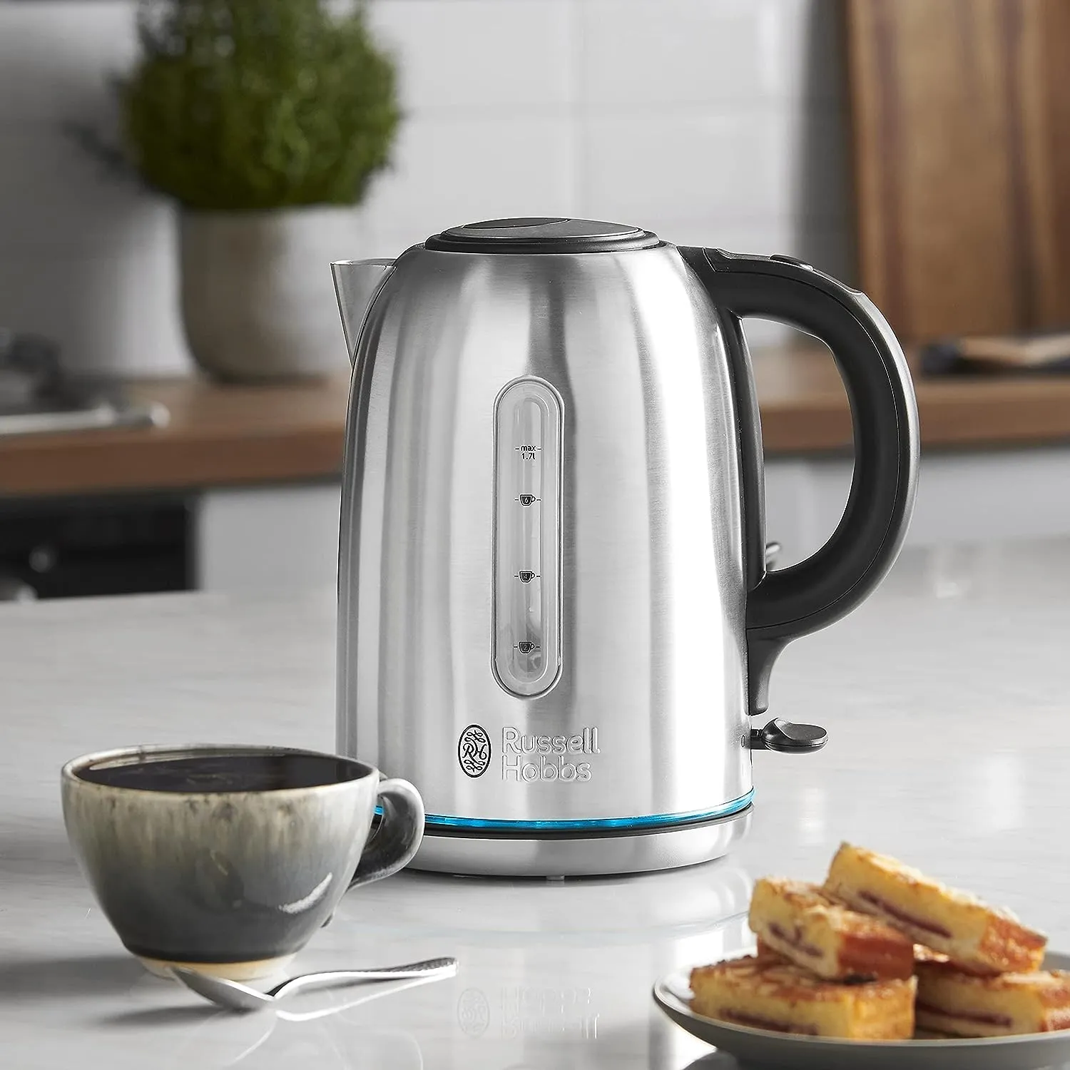 Russell Hobbs Quiet Boil Kettle, Brushed Stainless Steel, 3000W, 1.7 Litres