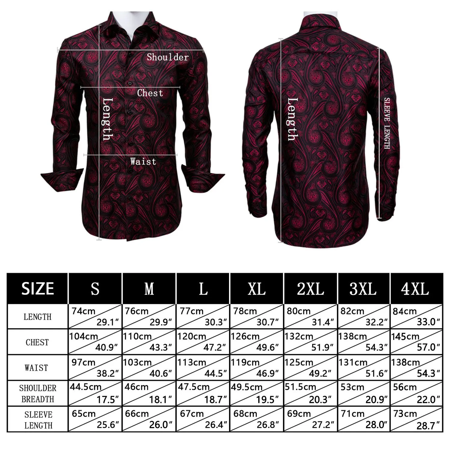 Splicing Style Black with Purple Paisley Edge Men's Long Sleeve Shirt