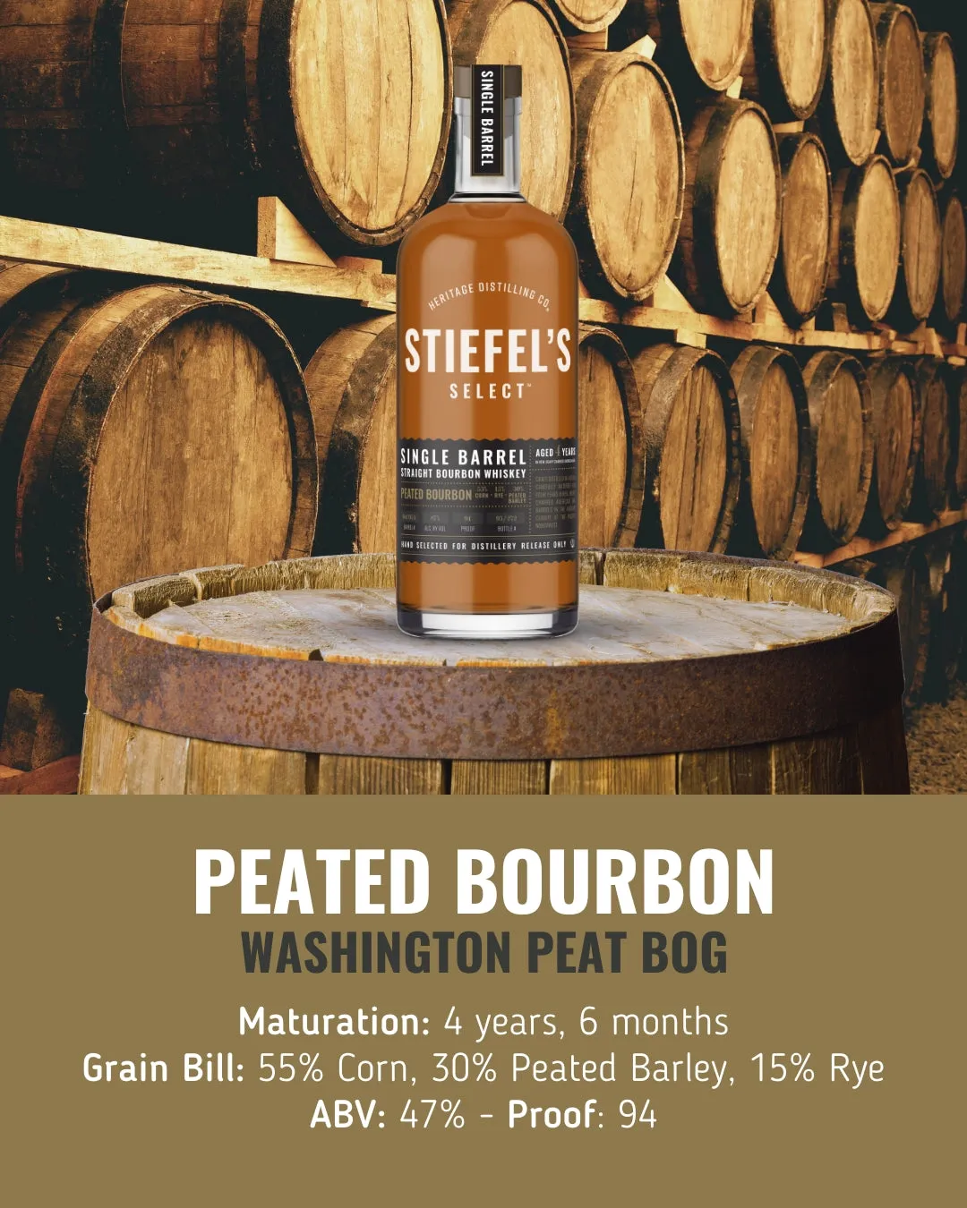 Stiefel's Select Single Barrel Straight Bourbon Whiskey: Peated Bourbon