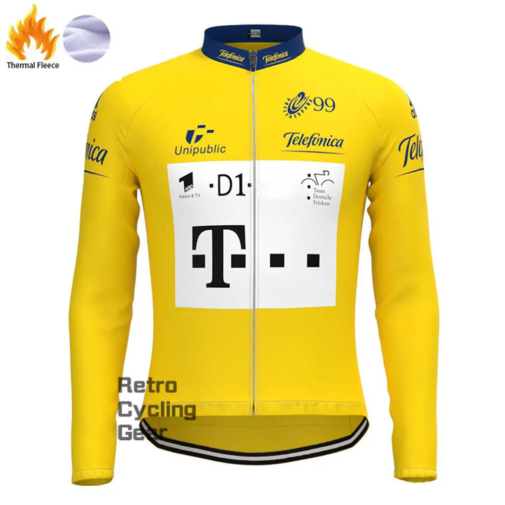 T yellow Fleece Retro Long Sleeves Jerseys