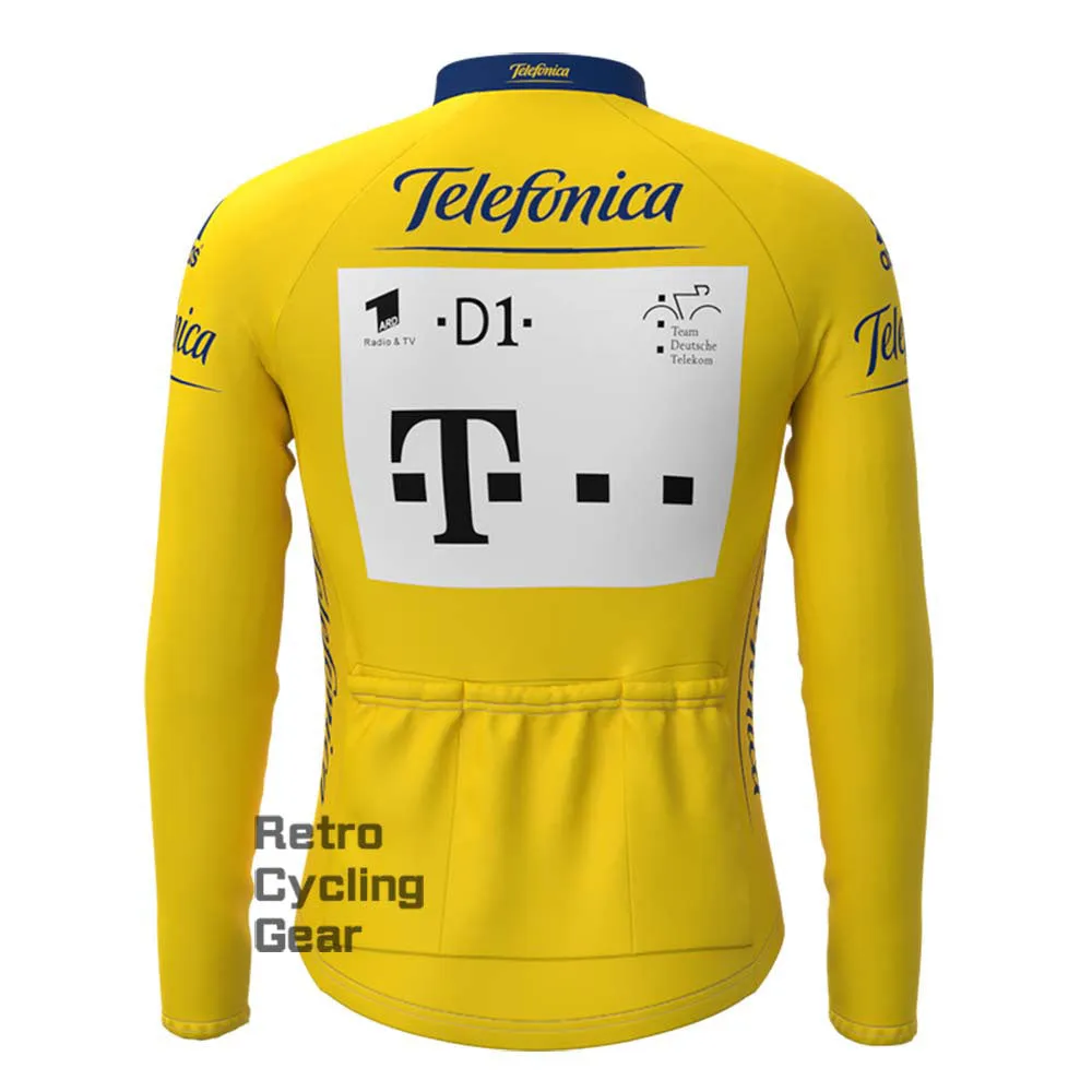 T yellow Fleece Retro Long Sleeves Jerseys