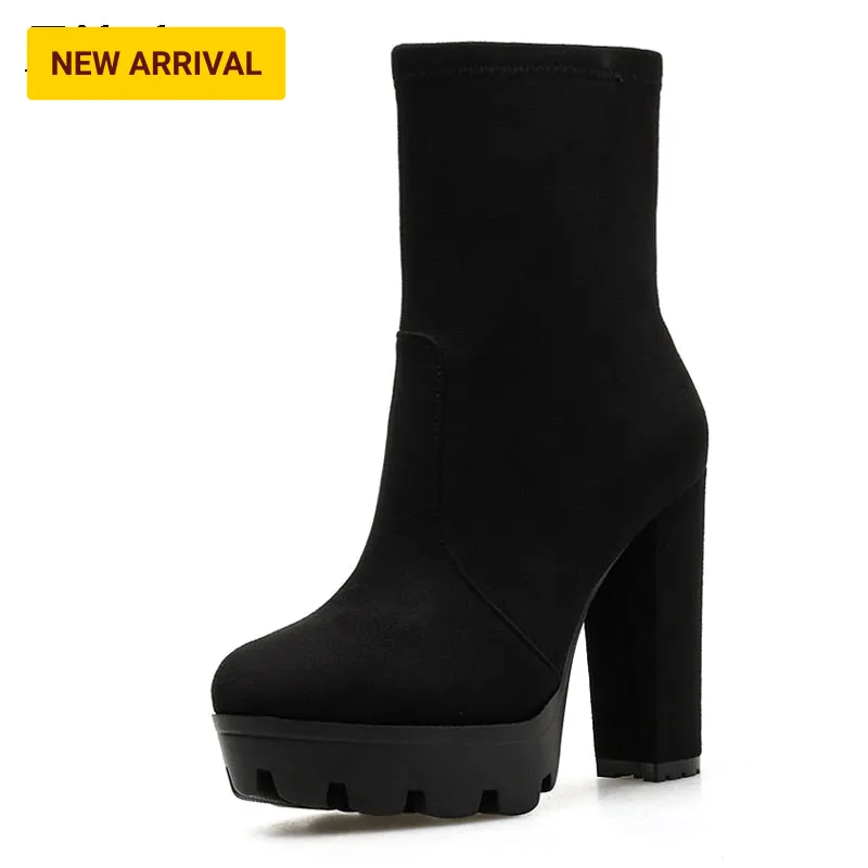 Trendy Thick Sole Black/ Leopard Boots