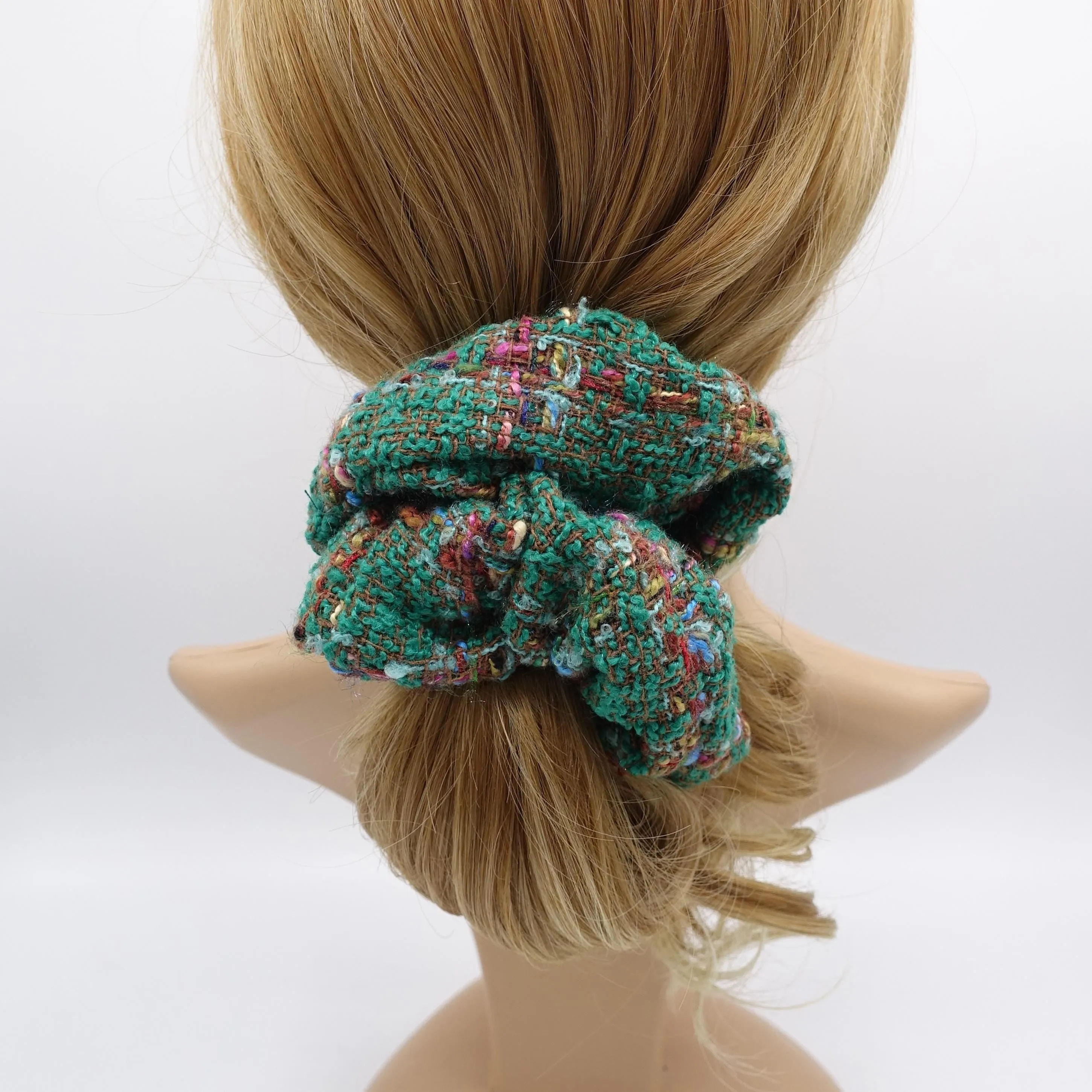 tweed scrunchies, thick scrunchies, Fall Winter hair elastic for women