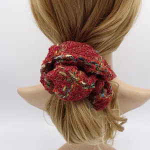 tweed scrunchies, thick scrunchies, Fall Winter hair elastic for women