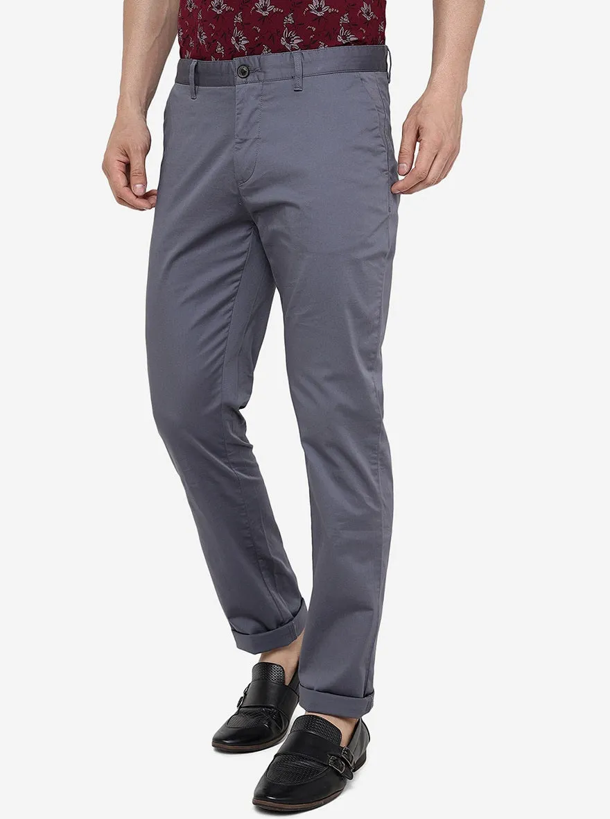 Violet Solid Uno Fit Casual Trouser | JadeBlue