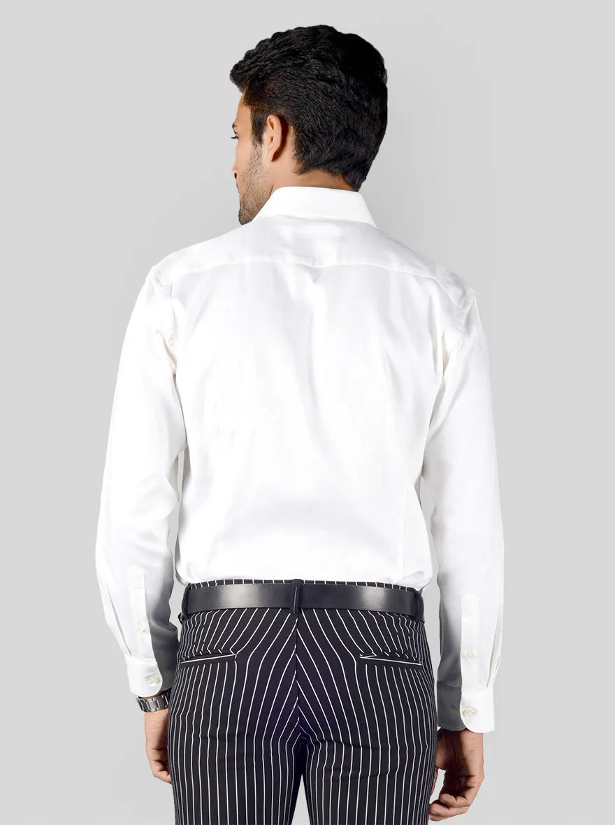 White Self Textured Slim Fit Party Wear Shirt | Greenfibre