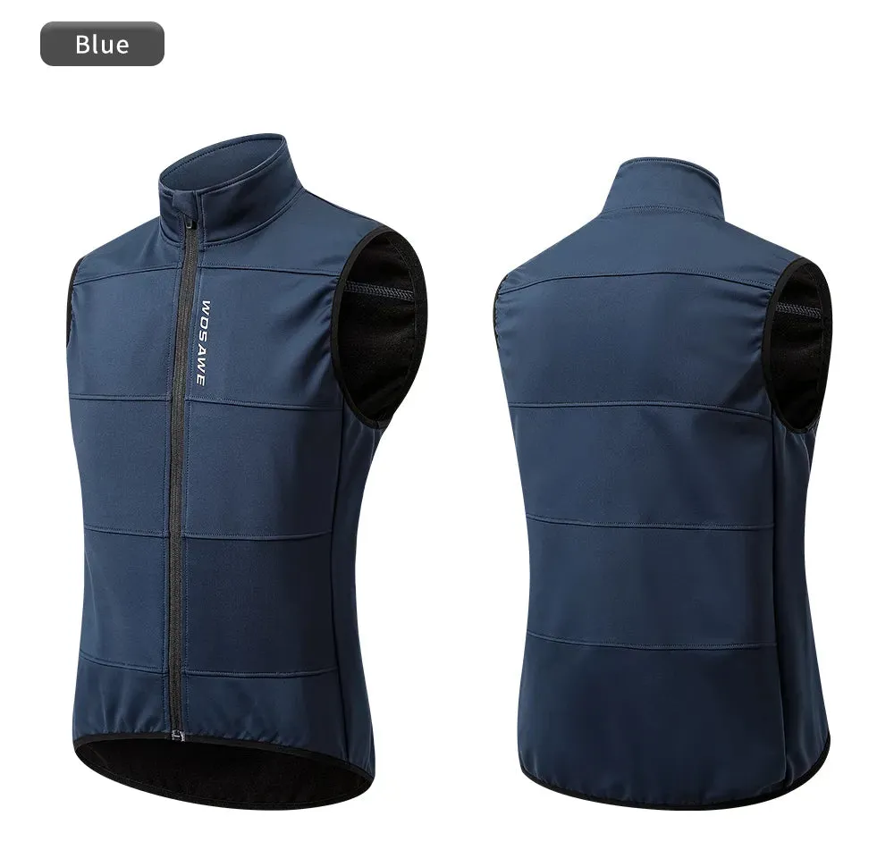 WINTER Gilet Thermal Fleece Men Cycling Jacket Sleeveless Cycling Bike Clothing Black Vest Winter Coat  No Pockets