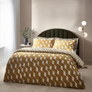 Zabine Abstract Cotton Rich Reversible Duvet Cover Set Honey